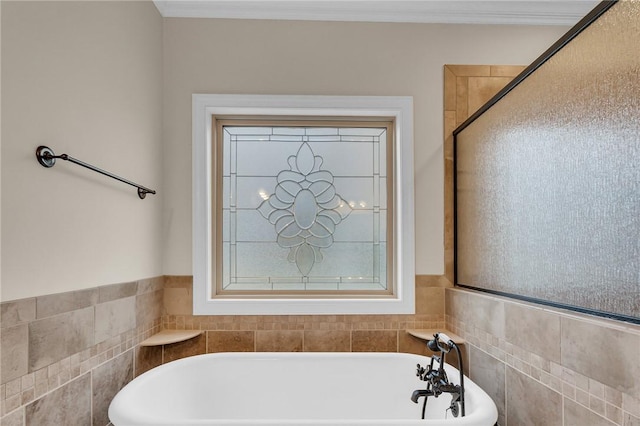 114 Royal Troon, Campobello, SC 29322 - full bath with ornamental molding and a freestanding tub