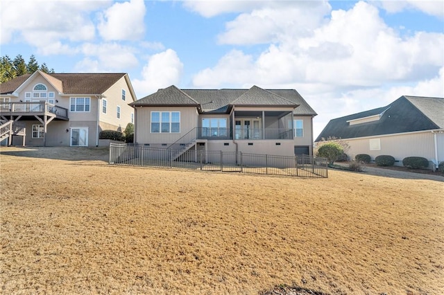 114 Royal Troon, Campobello, SC 29322 - view of front of property featuring crawl space, stairway, and fence