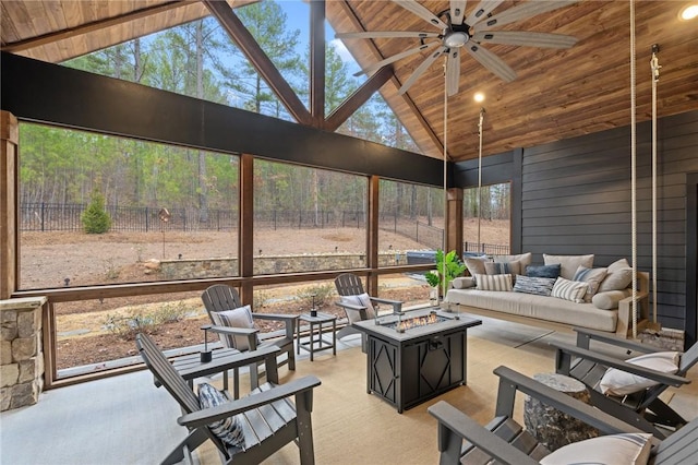 505 Bellhaven Ct, Salem, SC 29676 - exterior space featuring an outdoor living space with a fire pit, a ceiling fan, and fence
