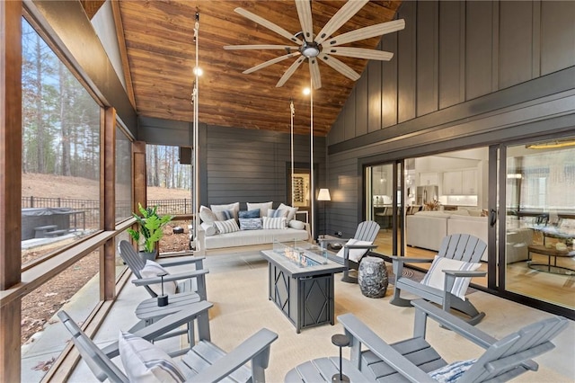 505 Bellhaven Ct, Salem, SC 29676 - sunroom with wood ceiling, lofted ceiling, and ceiling fan