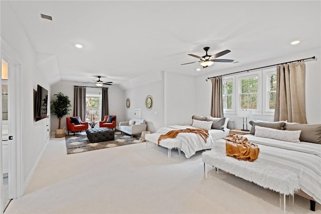 505 Bellhaven Ct, Salem, SC 29676 - carpeted bedroom with lofted ceiling, recessed lighting, baseboards, and ceiling fan