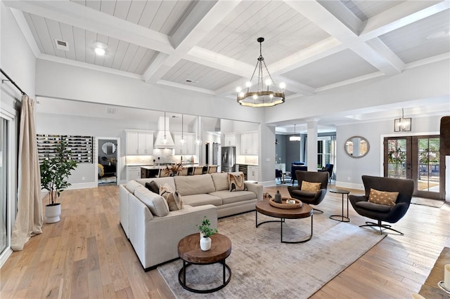 505 Bellhaven Ct, Salem, SC 29676 - living room with a chandelier, french doors, and light wood-type flooring