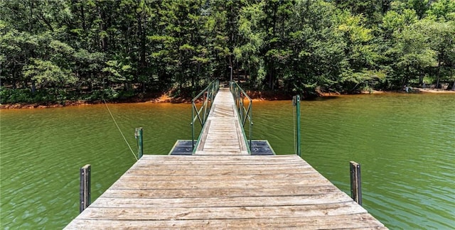 view of dock featuring a water view