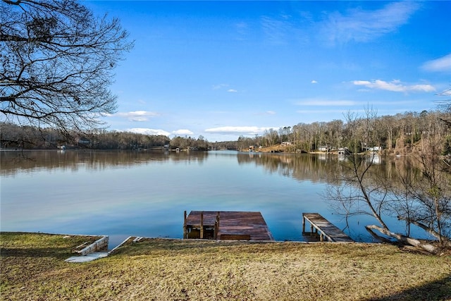 view of dock featuring a water view