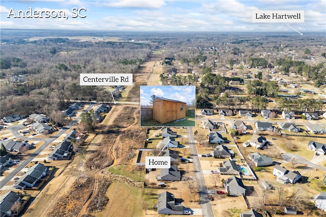 drone / aerial view with a residential view