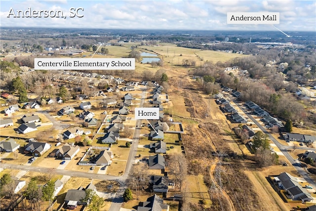 bird's eye view with a residential view