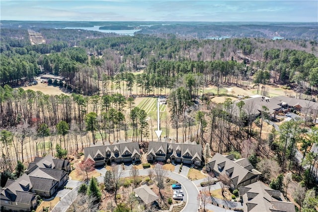 aerial view featuring a forest view