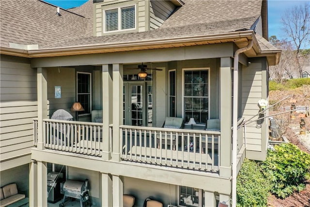 exterior space with a shingled roof