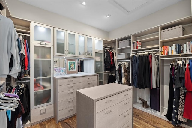 spacious closet with wood finished floors