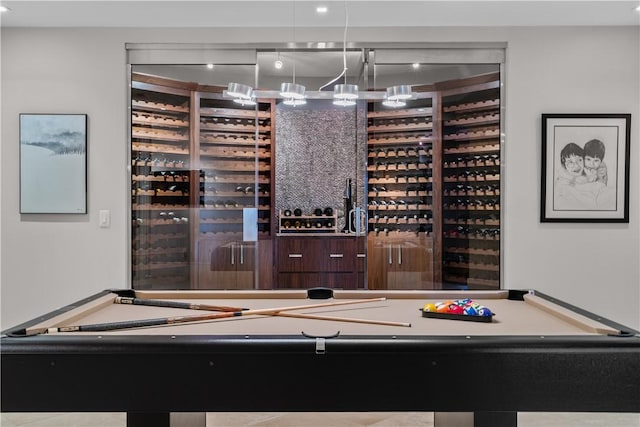 wine area with pool table