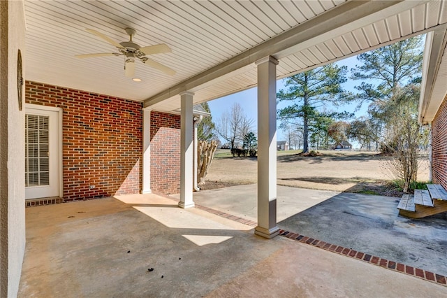 view of patio with a ceiling fan