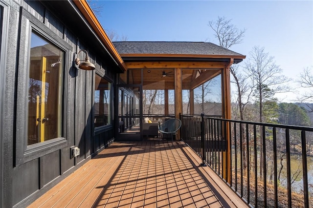 deck featuring a sunroom