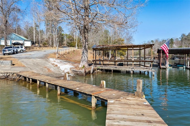 dock area featuring a water view