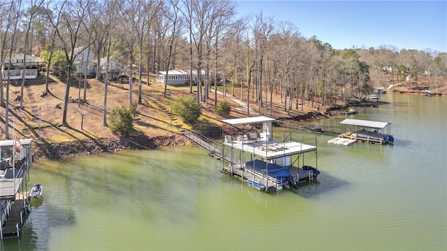 view of dock featuring a water view