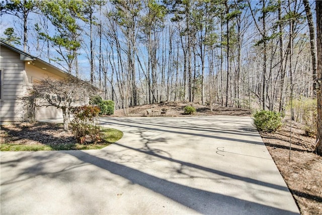 view of road featuring concrete driveway