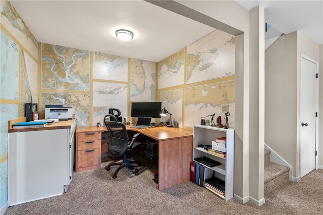 office space with light colored carpet