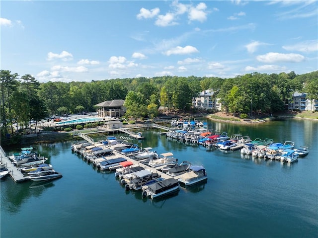 exterior space featuring a floating dock