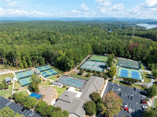 aerial view with a wooded view