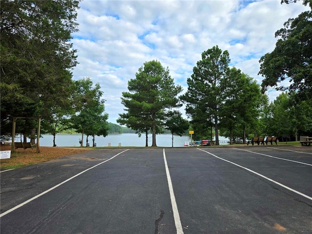 view of road featuring a water view