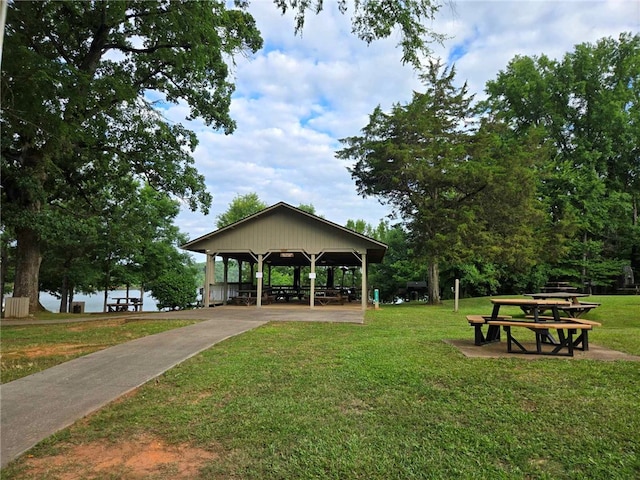 surrounding community featuring a gazebo and a yard