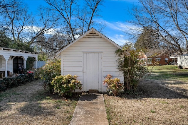 view of shed