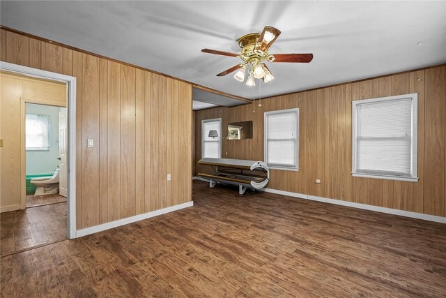 interior space with multiple windows, baseboards, and wood finished floors