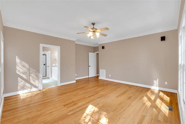 523 Heron Cove Cir, Seneca, SC 29672 - empty room with ceiling fan, light wood-style flooring, baseboards, and ornamental molding
