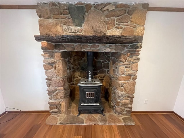 236 Issaqueena Dr, Central, SC 29630 - detailed view of a wood stove and wood finished floors