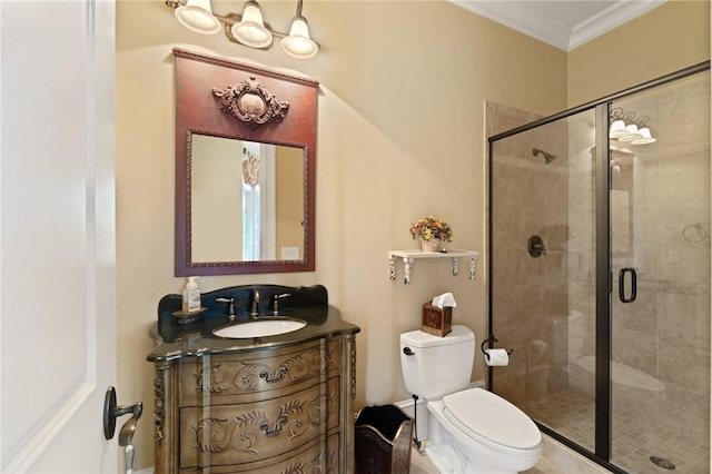 136 Blue Water Trl, Salem, SC 29676 - full bath with vanity, toilet, a shower stall, and crown molding