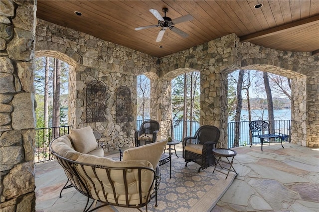 136 Blue Water Trl, Salem, SC 29676 - view of patio / terrace featuring an outdoor living space, a water view, and ceiling fan