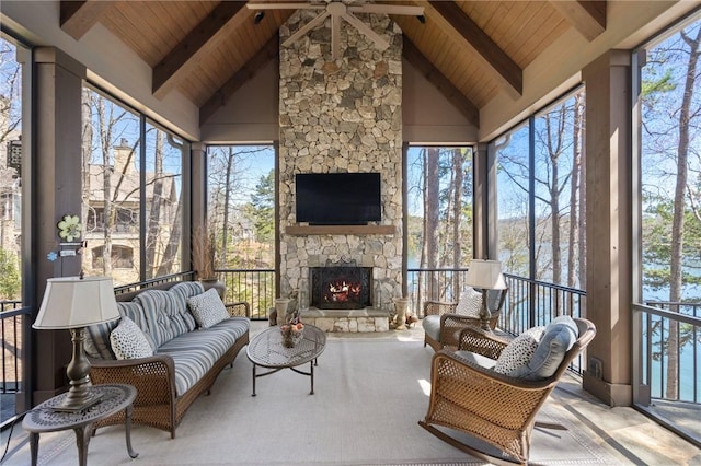 136 Blue Water Trl, Salem, SC 29676 - sunroom with beamed ceiling, a wealth of natural light, and high vaulted ceiling