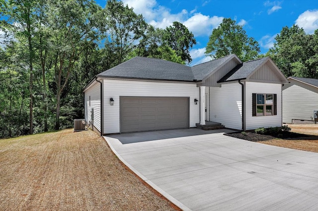 3108 Owens Mills Dr, Anderson, SC 29624 - view of front of house featuring central AC unit, driveway, an attached garage, and roof with shingles