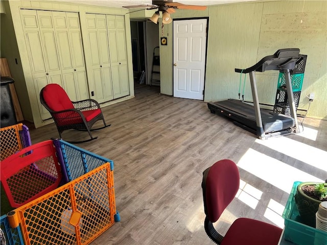 125 Victorian Dr, Anderson, SC 29625 - exercise area featuring ceiling fan and wood finished floors
