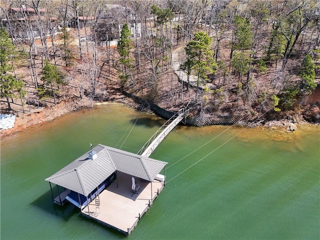 view of dock with boat lift
