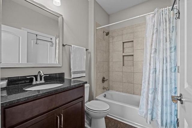 324 Crestgate Way, Easley, SC 29642 - full bathroom with shower / bath combo, vanity, toilet, and wood finished floors