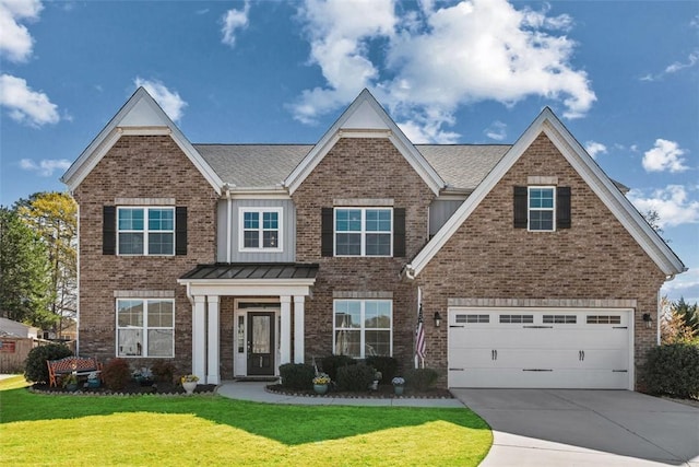 324 Crestgate Way, Easley, SC 29642 - view of front of property with brick siding, driveway, a front yard, and an attached garage