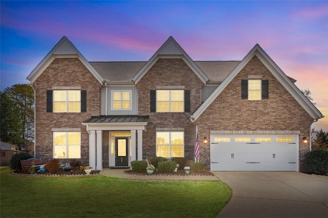 324 Crestgate Way, Easley, SC 29642 - view of front of house featuring driveway, a lawn, brick siding, and an attached garage