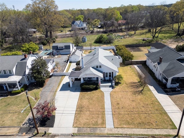 birds eye view of property with a residential view