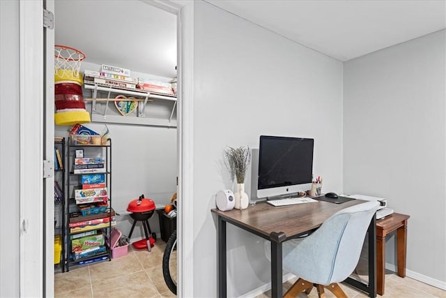 view of tiled home office