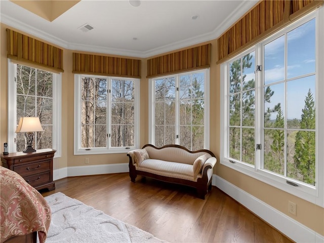 105 Green Cove Way, Six Mile, SC 29682 - sunroom with baseboards, ornamental molding, visible vents, and wood finished floors