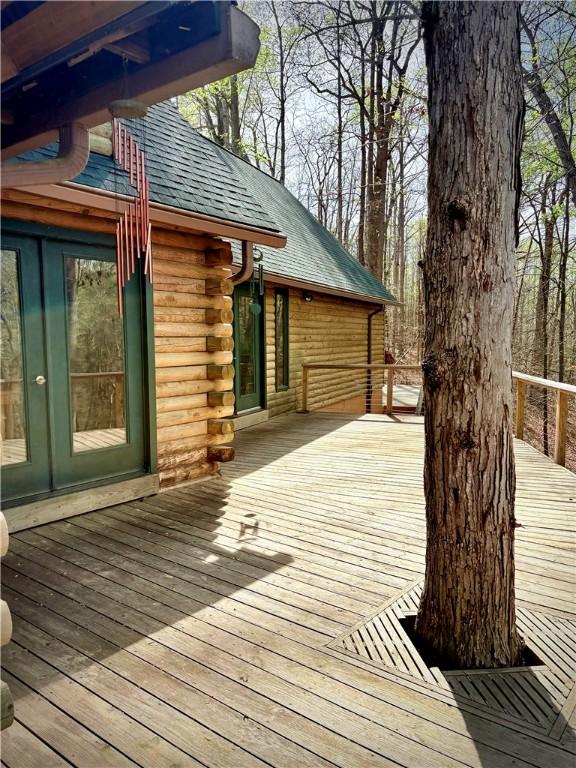 191 Crystal Ln, Townville, SC 29689 - wooden terrace with french doors