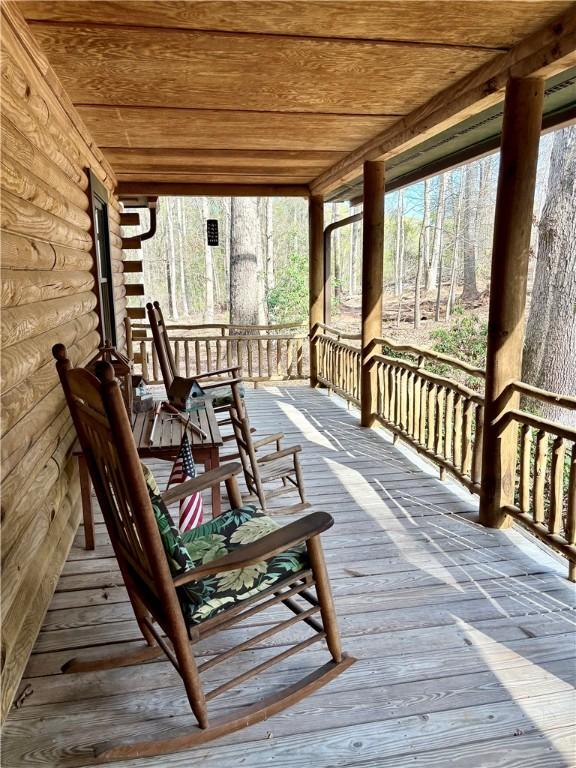 191 Crystal Ln, Townville, SC 29689 - wooden terrace featuring covered porch