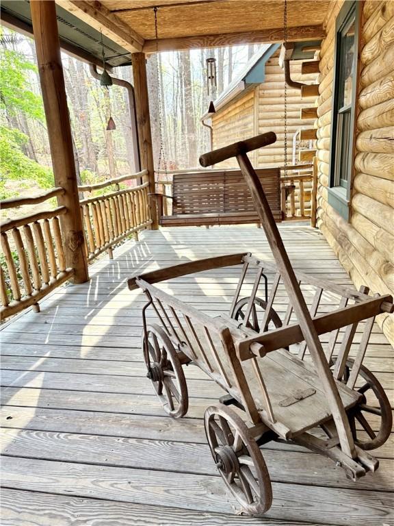 191 Crystal Ln, Townville, SC 29689 - wooden terrace featuring covered porch
