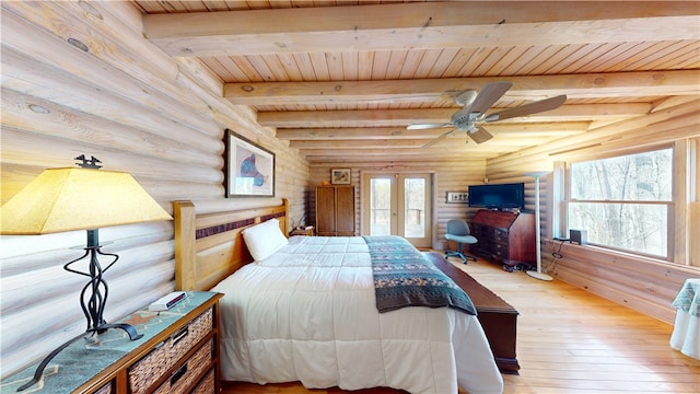 191 Crystal Ln, Townville, SC 29689 - bedroom featuring wooden ceiling, hardwood / wood-style flooring, multiple windows, and beamed ceiling