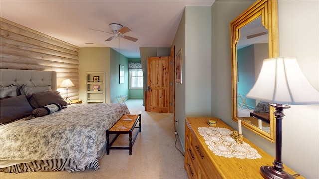 191 Crystal Ln, Townville, SC 29689 - bedroom with log walls and light carpet