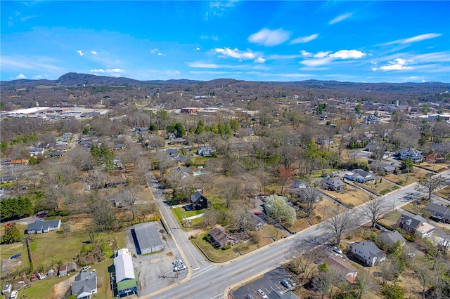 268 Ann St, Pickens, SC 29671 - aerial view of property and surrounding area featuring a mountain backdrop and nearby suburban area