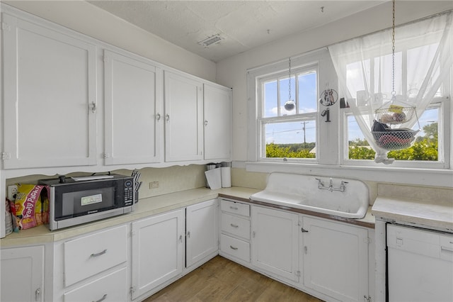 268 Ann St, Pickens, SC 29671 - kitchen featuring stainless steel microwave, dishwasher, white cabinetry, and light countertops