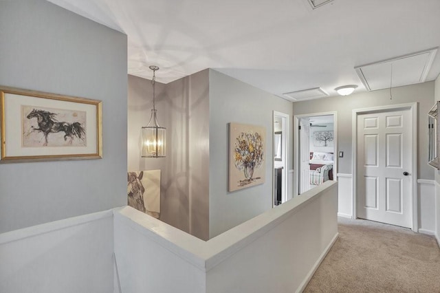 224 Regency Cir, Anderson, SC 29625 - hallway featuring attic access and light carpet