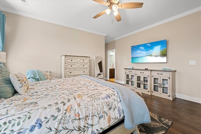 185 Norfolk Cir, Anderson, SC 29625 - bedroom featuring crown molding, baseboards, ceiling fan, and wood finished floors