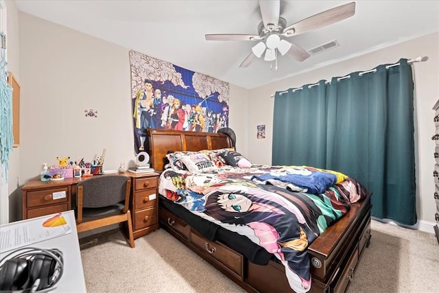 185 Norfolk Cir, Anderson, SC 29625 - bedroom featuring light colored carpet, visible vents, and ceiling fan